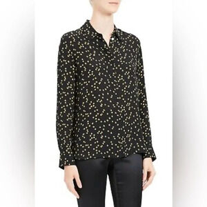 NWOT Theory Silk Starburst Long sleeve blouse Small